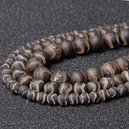 Wholesale Matte Natural Aagtes Beads 6 8 10mm Round Tibetan Dzi Loose Beads Handmade DIY Jewelry Making Bracelet Accessries