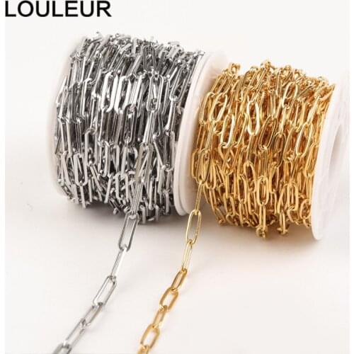 1 Meter 4mm width Flat Real Gold Plated Stainless Steel Chains Tone Circle Rolo Link Chain for Fashion Women Necklace Making