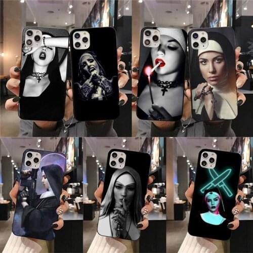 Sister Nun Girl Smoking Phone Case For iphone 12 11 Pro Max Mini XS Max 8 7 6 6S Plus X 5S SE 2020 XR cover