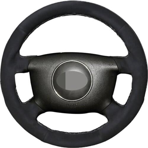 Black Alcantara Leather Suede Car Steering Wheel Cover for Audi A8 (D2) S4 A2 (8Z) A3 (8L) Sprotback A4 (B5 B6) Avant A6 (C5)
