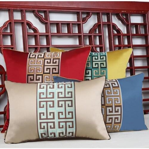 Color Palindrome Chinese Silk Pillow Cushion Covers 45x45 50x50 60x60 Pillowcase 30x50 40x60 Satin Cushion Case Decorative