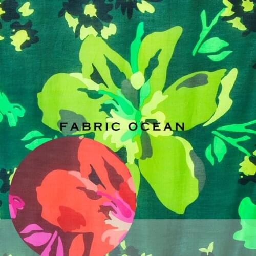 Floral prints, green, camouflage style, soft, thin,Printed silk blend cotton fabric, sew for top,shirt,dress,craft by 138cm*87cm