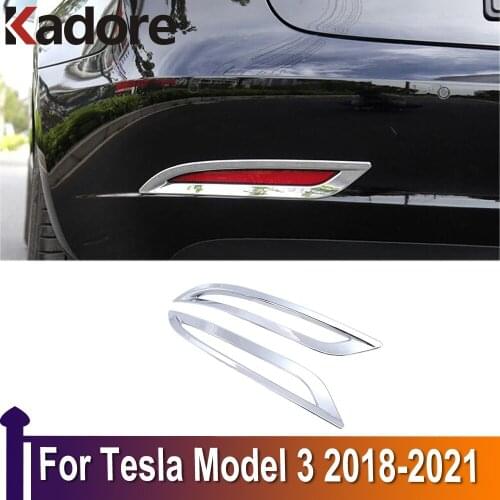 For Tesla Model 3 2018 2019 2020 2021 Carbon Fiber Rear Fog Light Lamp Cover Sticker Decoration Trim Exterior Accessories
