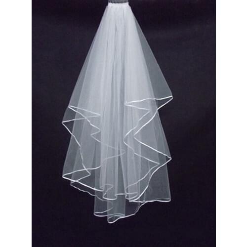 High Quality New Arrived Two Layer Bridal Veil Satin Edge Wedding Veils Bride Women Accessories