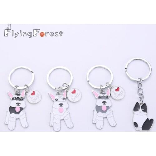 Flyingforest Cute Cartoon Schnauzer Dog Car Keyring New Fashion Keychain Metal Gifts For Women Animal Bag Charm 2019 Trendy