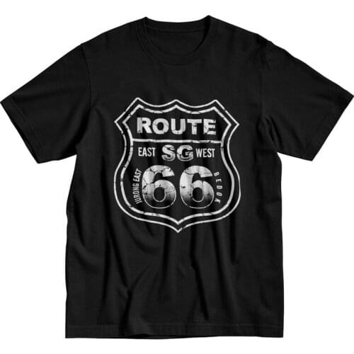 Historic Route 66 T Shirt for Men 100% Cotton Tshirt Leisure Tee Top Short Sleeved Mother Road America Highway T-shirts Clothing