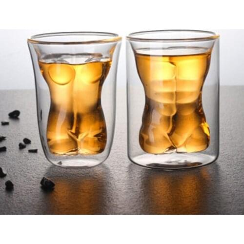 Creative Body Shape Glass Cup Whiskey Glasses Wine Shot Glass Cup Sexy Lady Men Body Shape Chest Beer Cup for Vodka Whiskey Beer