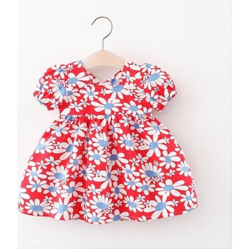 Summer Sweet Little Princess Short Sleeve Print Floral Dress Cute Casual Lovely Cotton Dresses