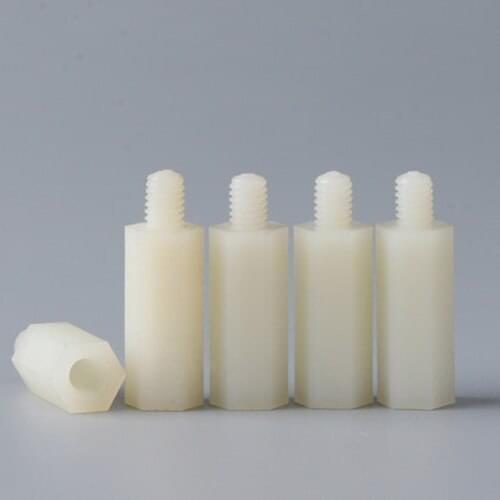M2 Nylon Single-pass screw Single-head post hexagon isolation Plastic support insulation bolts white