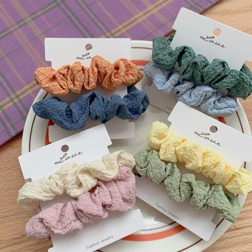 Cute Korean Style Hair Products For Women 2pcs Sale Hair Rubber Bands Candy Color Elastic Hair Scrunchie Set