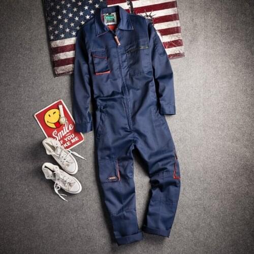 Fashion Pockets Work Jumpsuit Overalls For Men Long Sleeve Uniform Clothes Workwear Casual Pants Romper One Piece Wear Plus Size