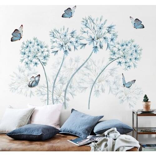 New 5D wall stickers Butterfly gardenia PVC removable waterproof DIY stickers TV backdrop decorative painting creative wallpaper