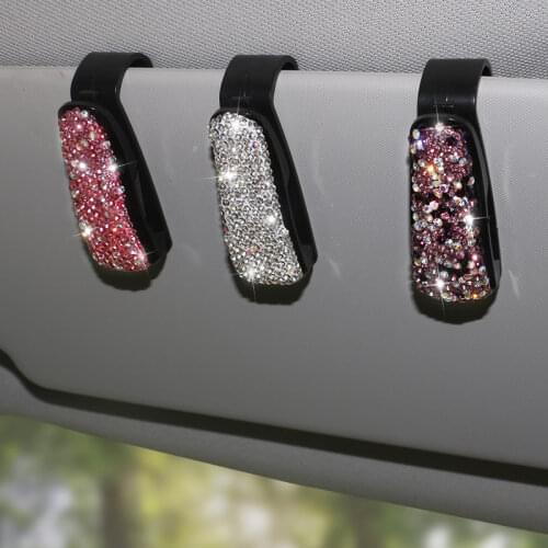 Handmade Products Diamond Car Sunglasses Holder Glasses Case Sunglasses Case Car Assessoires Interior for Women Wholesale