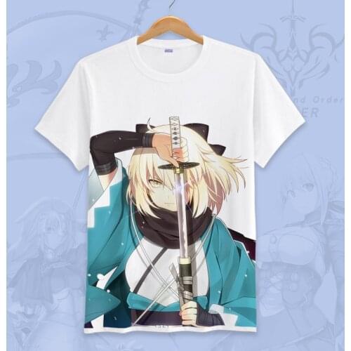 Okita Souji Fate Grand Order Short Sleeve Tee Shirt Print Cotton T Shirts Mens Summer Style Short Sleeve Tees