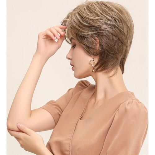 6 Inches Brown Human Hair Wig, Short Layered Bob Wigs, Lace Front Human Hair Wigs For Women Girls
