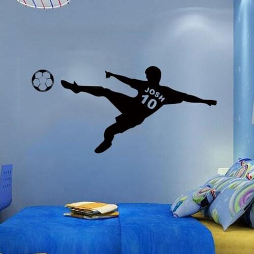 Personalized Name Number Football Ball Poster Vinyl PVC Decal Art Children Wall Stickers Kids Room Decor Wall Sticker