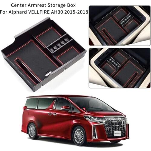Armrest Storage Box for Toyota Alphard VELLFIRE AH30 2015-2018 Center Console Organizer Insert Cup Holder ABS Tray Pallet Contai