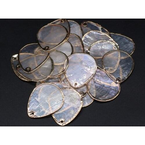 Natural Shell Pendants Gold-plated Transparent Shell Charms for Jewelry Making DIY Necklace Earrings Crafts Accessories