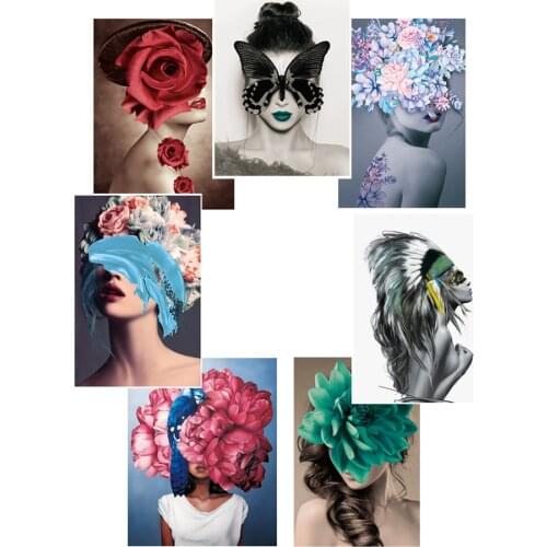 Stripes appliques Art rose beauty girl poster patch thermocollant Clorhing stickers heat transfer vinyl Applique for clothes