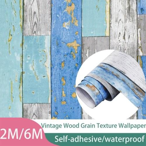 Nordic Retro Wood Grain Stick Wallpaper Self-adhesive Plank Wallpaper Roll Removable Vinyl Wall Covering For Restaur Decoration