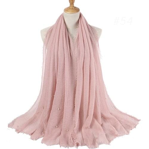 190*100cm Women Plain Bubble Cotton Beads Wrinkle Shawl Solid Crumple Pearl Wrap Pashminas Headband Foulards Muslim Hijab Scarf