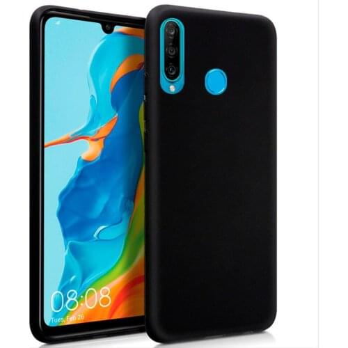 Silicone case Huawei P30 Lite (Black, soft, shockproof, dirt resistant)