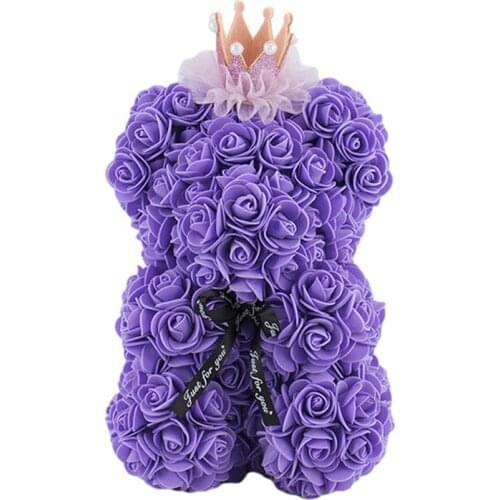 Teddy Rose Bear With Box Artificial PE Flower Bear Rose Valentines Day For Girlfriend Women Wife Mothers Day Gifts 2021