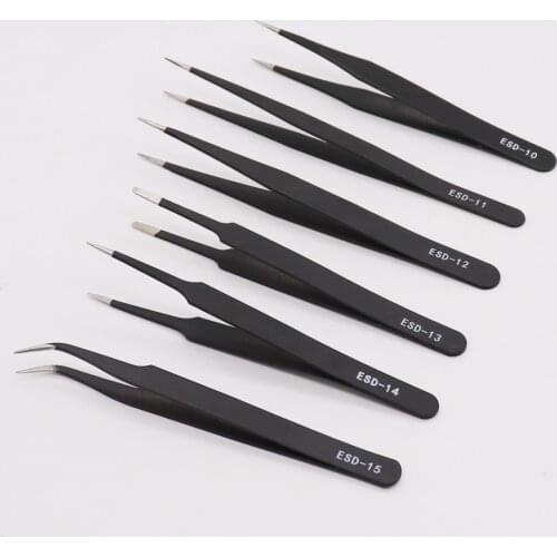 Stainless steel precision ESD anti-static tweezers pointed elbow can be customized tools birds nest clip grafting eyelash tweez
