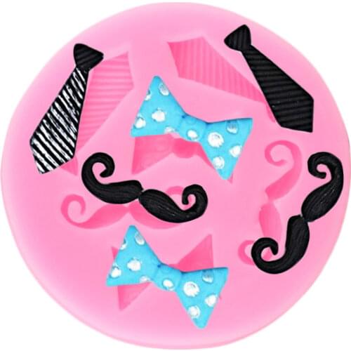 Mustache Bow Tie Silicone Mold DIY Party Cupcake Topper Fondant Cake Decorating Tools Candy Clay Chocolate Gumpaste Moulds