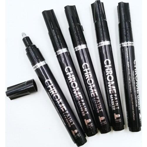 High Gloss Effects Chrome Plated Marker Pen Unique Plastic Reflective Ink Chrome Painting Pen for Glass