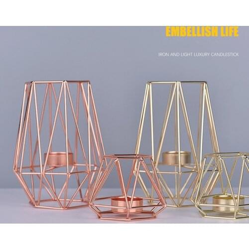 Iron Geometric Candle Holders Nordic Style Decoration Metal Crafts Wrought Rack Home Desktop Xmas Home Decoration Craft