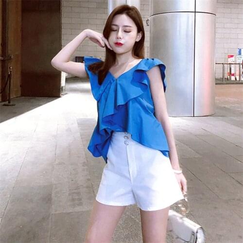 Women Cotton Linen Blouse Solid Sleeveless Shirt Summer Ruffled Tank Tops Elegant High Street Blouses Plus Size M-8XL