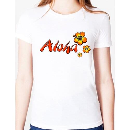 Aloha flower Print Women tshirt Modal Casual Loose Funny t shirts For Lady Top Tee Drop Ship SH-7