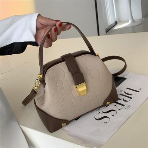 Burminsa Vintage Stone Pattern Doctor Women Handbags Unique Design Clasp Lock Bucket Ladies Shoulder Crossbody Bags Winter 2021