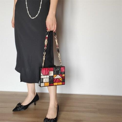 【wander lamar 】2021 new design girls acrylic clutch handbag large handmade acrylic chain shoulder bag