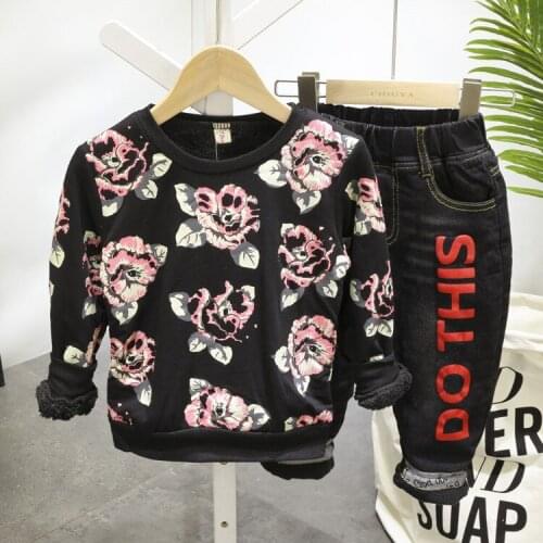 Boys winter Clothing Sets Kids Suit Boys leisure set Children thickened sweater, thickened jeans 2pcs boys Clothing Set 2-6years