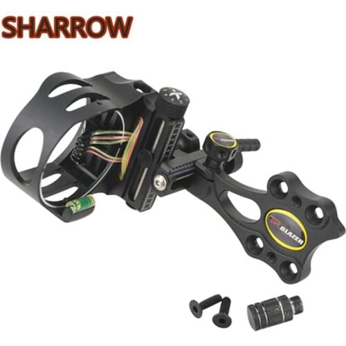 1Pc Archery Bow Sight 5 Pin 0.019" Micro Compound Bow Adjustable 2" HD Fiber Guard For Outdoor Shooting Training Accessories