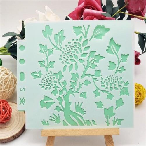 13x14cm Flowers Tree Scrapbook Stencils Spray Plastic Mold Shield DIY Cake Hollow Embellishment Printing Lace Ruler Valentine