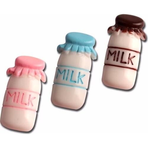 15Pcs Resin Milk Bottle Decoration Crafts Cute Kawaii Bead Flatback Cabochon Embellishments For Scrapbooking DIY Accessories