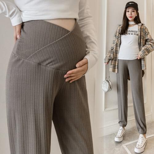 2021 Sports Casual Cotton Maternity Pants Spring Autumn Thin Belly Pants Clothes for Pregnant Women Preganncy Trousers Clothing