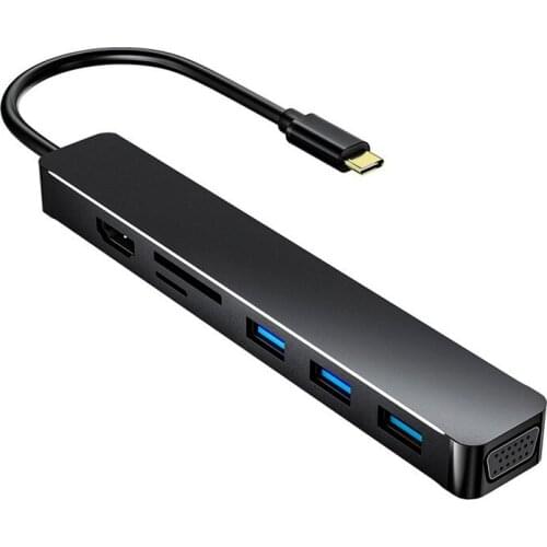 Seven-in-one Type-c To VGA Hdmi-compatible Converter Travel Charger Power Adapter Universal Socket Fireproof Plastic Converter