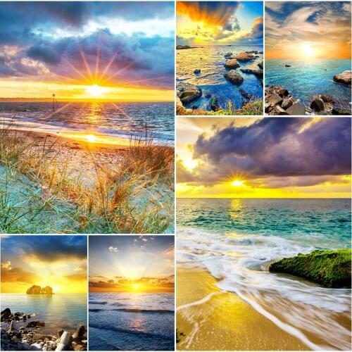 DOHAWIZS 5D DIY Diamond Painting Seaside Scenery Cross Stitch Kit Diamond Mosaic Seaside Rhinestone Picture Landscape Wall Art