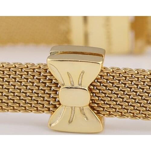 Authentic S925 Silver Shine Reflexions Bow Clip Charms fit Lady Bracelet Bangle For Women DIY Jewelry Making