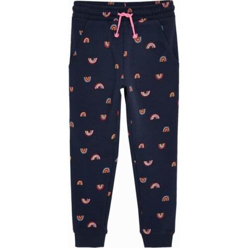 Jumping Meters Cartoon Girls Snatural Cotton Thin Pants Spring Autumn Black Raibow Pattern Trousers Casual Children Clothing