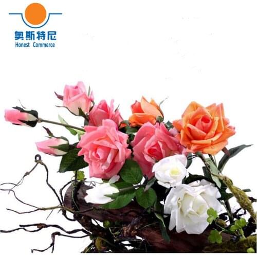 1 branch have 3 flowers artificial flower bouquets Real Touch artificial rose bouquets