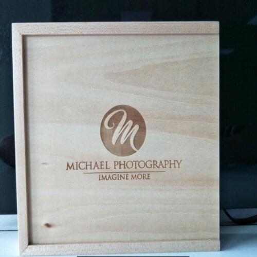 Wooden 2.0 USB Flash Drive - Custom DIY LOGO Maple Photo Box with Straws inside. Holds 4x6 Photographs