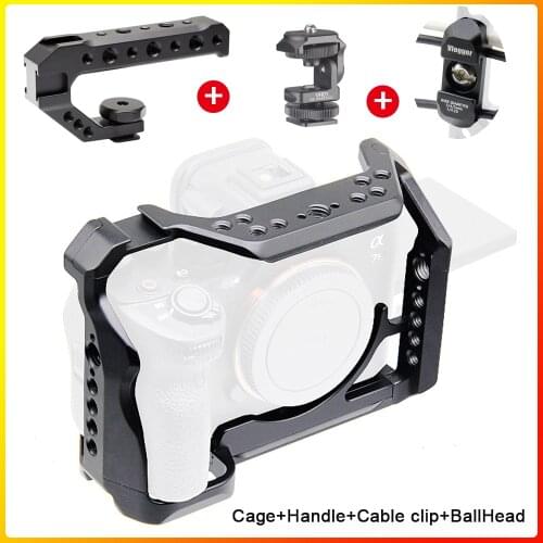 Camera Cage Rig Handle Grip Top Cable Clamp Mount for Sony Alpha 7S III A7sIII Stabilizer Form-Fit Protective Frame