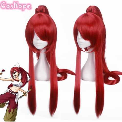 Erza Scarlet Cosplay Wig Fairy Tail Cosplay Women Long Red Wig Cosplay Anime Cosplay Wigs Heat Resistant Synthetic Wigs