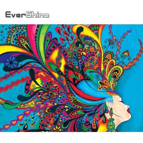 EverShine Diamond Embroidery Girl Picture Rhinestones Diamond Mosaic Art Painting Woman Cross Stitch Mosaic Art Kits Home Decor