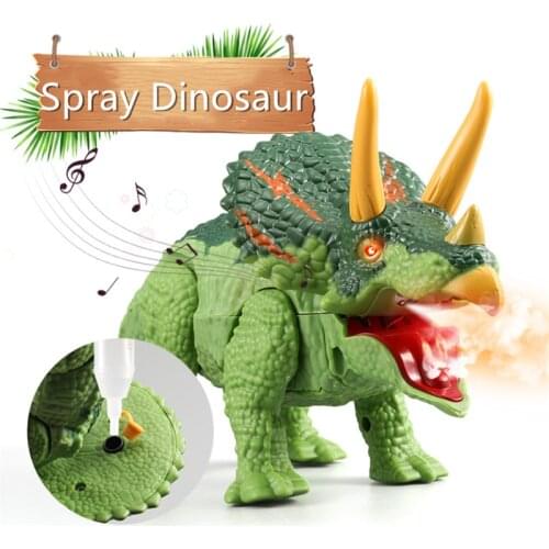 Boys Dinosaur Toys Electric Spray Dragon Lighting Walking Kids Pet Triceratops Animal Model Children Birthdays Gifts
